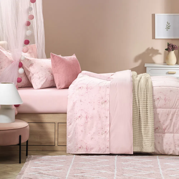 Jogo de Cama Infantil Solteiro Karsten 180 fios Percal 100% Algodão Laila Estampado